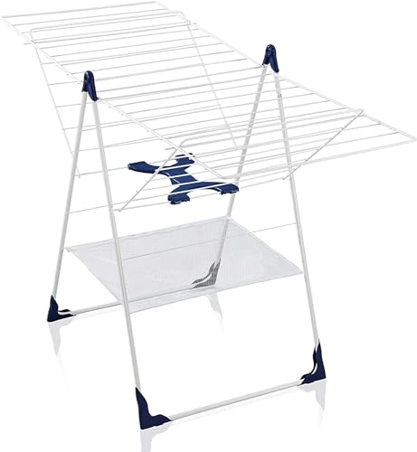 Leifheit Standtrockner Classic 250 Flex, individuell einstellbarer Wäschetrockner mit 25m Wäscheleine für 2-3 Waschmaschinenladungen, Wäscheständer für drinnen und draußen, für lange Wäsche