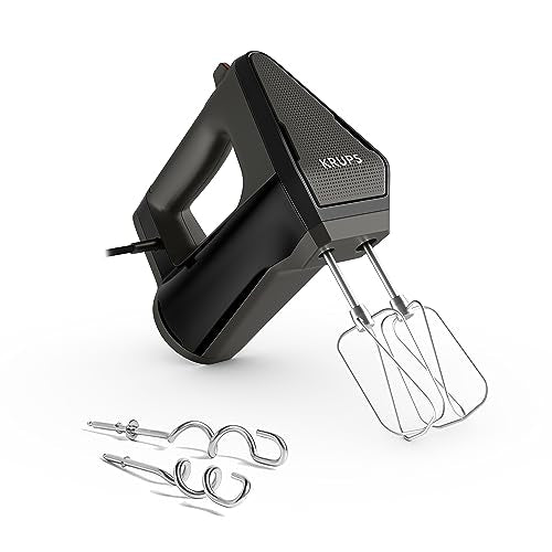 Krups GN6028 3MIX 6000 Handmixer | 600 W | präzise Kontrolle | Soft-Touch-Griff | langes Kabel | praktischer Geschwindigkeitsregler | inkl. Quirle und Knethaken | Schwarz im Sale