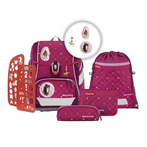 Step by Step 2IN1 PLUS Spiegelburg Schulranzen-Set, Pferdefreunde Horse Love, 6-teilig, rosa, ergonomischer Tornister mit Reflektoren, höhenverstellbar, für Grundschule und Freizeit, 19l im Sale