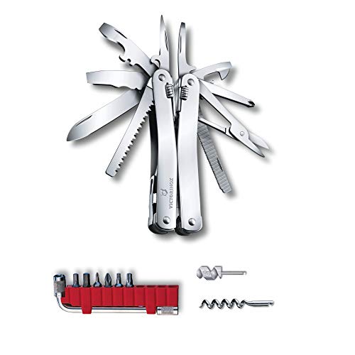 VICTORINOX Multifunktionswerkzeug Swiss Tool Spirit X Plus, 35 Funktionen, Swiss Made, Multitool mit Feststellklinge, inkl. Leder-Etui, Silber im Sale