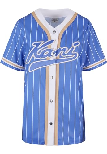 Karl Kani Damen KW241-029-1 Varsity Pinstripe Baseball Shirt M Purple/White