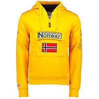 Thumbnail for Geographical Norway GYMCLASS Men - Herren Kängurutasche Hoodie Sweatshirt mit Markenlogo und Langarm, Senf, im Sale