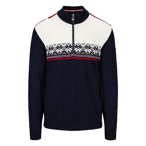 Dale of Norway Liberg Sweater – Pullover aus Merinowolle für Herren, Navy / Off White / Raspberry, im Sale