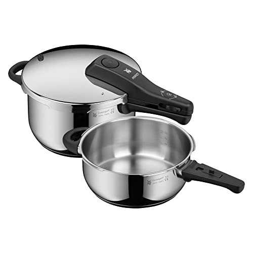 WMF Perfect One Pot Schnellkochtopf Induktion Set 2-teilig, Dampfkochtopf 4,5l + 3l, großes Kochsignal, 2 Kochstufen, abnehmbarer Deckelgriff, für alle Herdarten geeignet, Edelstahl im Sale