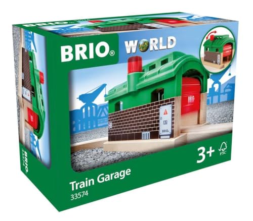 BRIO World - 63357400 - Drehbarer Lokschuppen mit Rolltor, Holzeisenbahn Zubehör, Kleinkind-Spielzeug ab 3 Jahre im Sale