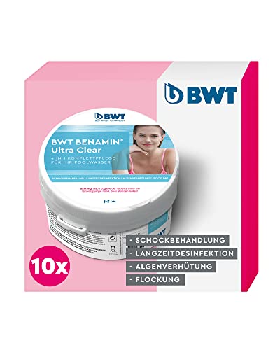 BWT Poolreiniger Benamin Ultra Clear | Effektive Pool-Reinigung für keimfreies Wasser und Langzeitdesinfektion | Vorteils-Set | 10x 500 g Dose