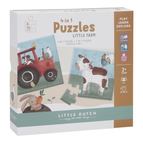 Little Dutch 7153 Puzzle 4in1 Bauernhof - Little Farm im Sale