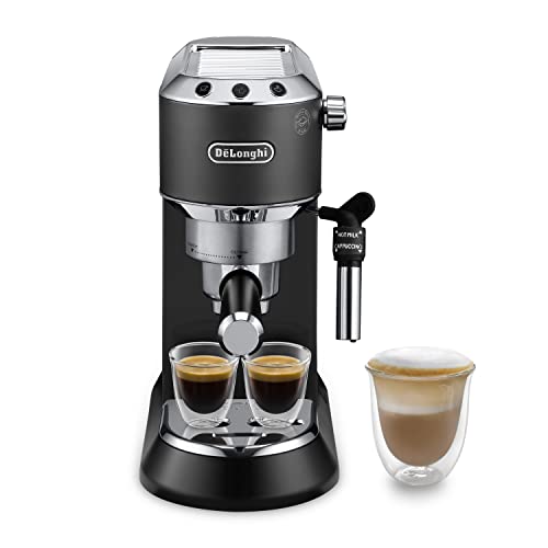 De'Longhi Dedica Style EC 685.B – Espresso Siebträgermaschine, Espressomaschine mit professionellem Milchaufschäumer, nur 15 cm breit, für Kaffeepulver oder ESE Pads, 1 l Wassertank, schwarz im Sale