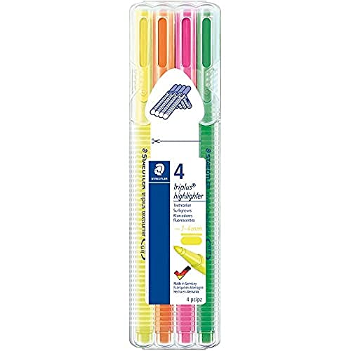 Staedtler triplus 362 SB4 textsurfer Textmarker, 4 Stück in aufstellbarer Staedtler-Box, Neon