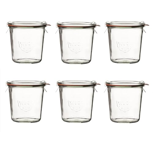 Weck Einmachglas 200ml Deckel, Dichtring, Klammern-6 Stück im Set, Glas, Durchsichtig, tonda im Sale