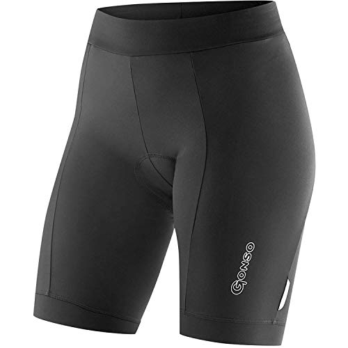 Gonso Lisa, Kurze Damen Fahrradhose, Radtight mit Dry Up Air Sitzpolster, Hohe Bewegungselastizität und Komfortbund, Enganliegende Passform, Schwarz, Gr. 40 im Sale