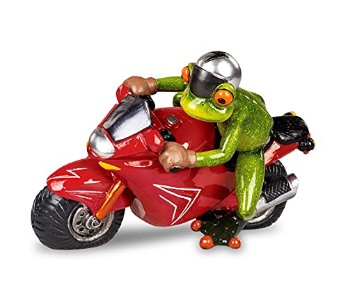 formano lustige Frösche Figur Frosch Motorradfahrer rot Poly 18 cm