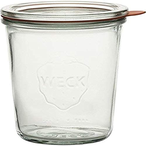 Weck Einkochglas 500 ml (Rundrand Sturzform Einweckgläser Dessertgläser, inkl. Dichtungsringe + Klammern, zum Aufbewahren von Vorräten) - 4 Stück im Sale