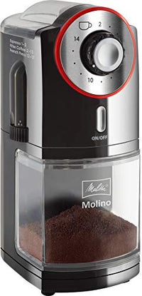 Thumbnail for Melitta Molino Kaffeemühle – Elektrische Kaffeemühle für bis zu 200g Kaffeebohnen mit 17 individuellen Mahlstufen, für 2–14 Tassen Kaffee, schwarz/rot