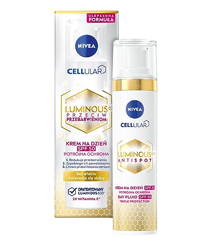 NIVEA Cellular LUMINOUS 630® Anti-Pigmentflecken Tagespflege Fluid (40 ml), feuchtigkeitsspendendes mit LSF 50, Tagescreme für ein ebenmäßiges Hautbild