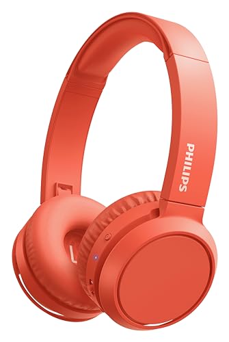 PHILIPS Audio TAH4205RD/00 On Ear Kopfhörer mit Bass Boost Taste (Bluetooth, 29 Stunden Wiedergabezeit, Schnellladefunktion, Geräuschisolierung, Zusammenklappbar), Rot im Sale