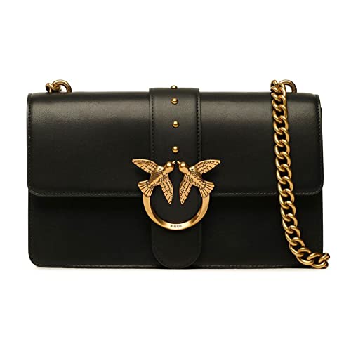 Pinko Damen Love One Classic C Vitello Seta Tasche, Z99q_schwarz-Antique Gold im Sale