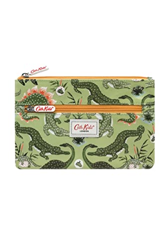 Cath Kidston Crocodile Swamp Federmäppchen mit zwei Reißverschlussfächern, grünes Wachstuch, grün, Federmäppchen im Sale