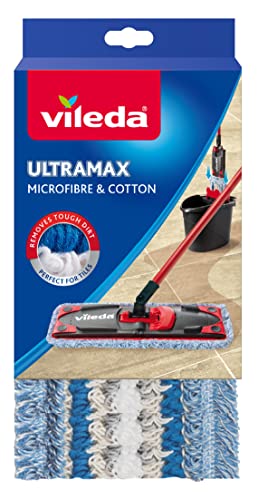 Vileda Ultramax Stein & Fliesen Bodenwischer Ersatzbezug, Wischmopp Bezug Ultramat_Ultramax aus Mikrofasern und Baumwolle, für extra feuchte Reinigung, Waschmaschinen geeignet, 1er Pack im Sale