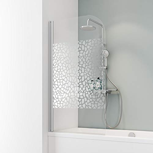 Schulte D1650 Duschwand Komfort, 80 x 140 cm, 5 mm Sicherheitsglas Terrazzo chrom, alu natur, Duschabtrennung für Badewanne