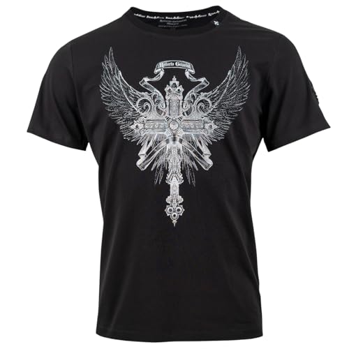 Roberto Geissini Herren T-Shirt Eagle Cross Black im Sale