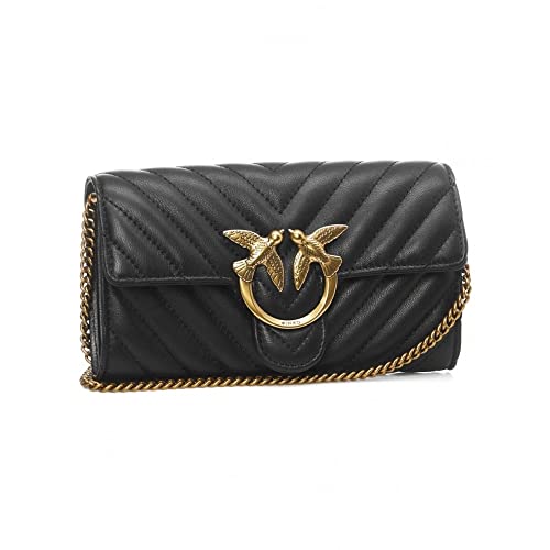 Pinko Damen Sheep Nappa Love ONE Wallet C SCHAFNAPPA, Z99Q_Nero-Antique Gold im Sale