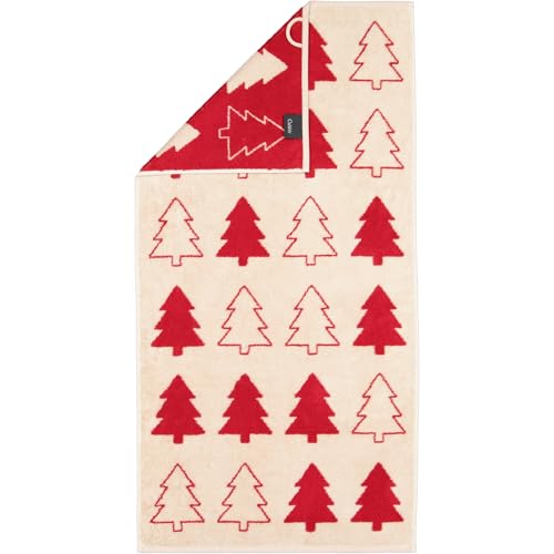 Cawö Home Handtücher Christmas Edition Tannenbäume 794 Natur-rot - 32 Handtuch 50x100 cm im Sale