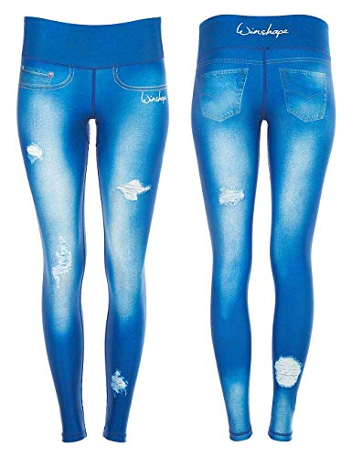 Winshape Damen Functional Power Shape Jeans Tights Leggings AEL102, Slim Style, Fitness Freizeit Sport Yoga Workout Leggins, Ocean-Blue, im Sale