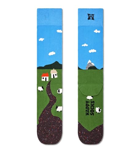 Happy Socks Unisex Little House On The Moorland Socken, Blau-Grün-Weiß, 41-46 im Sale