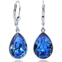 Thumbnail for Ohrringe Silber Safir Blau mit Markenkristallen Tropfen NOBEL SCHMUCK im Sale