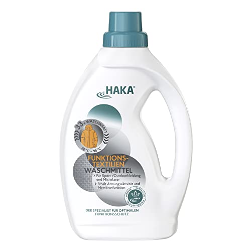 HAKA Funktionstextilien Waschmittel Doppelpack, 66 Waschgänge, für Sportwäsche, Outdoorkleidung und Microfasern, 2 x 1 l im Sale