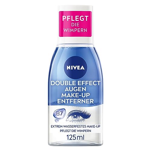 NIVEA Augen Make-Up Entferner, Make-Up Entferner für die sensible Augenpartie, Gesichtsreiniger entfernt extrem wasserfestes Make-Up, Double Effect Augen Make-Up Entferner (125 ml) im Sale