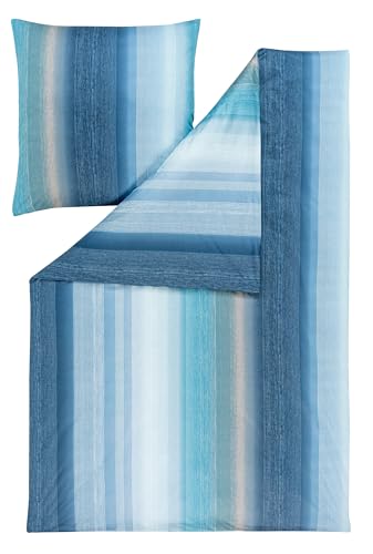 ESTELLA Mako Interlock Jersey Bettwäsche Tamani blau 1 Bettbezug 135 x 200 cm + 1 Kissenbezug 80 x 80 cm