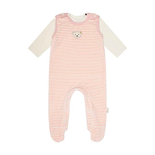 Steiff Unisex Baby Set Strampler mit Fuss + T-Shirt Langarm Kleinkind-Schlafanzüge, Silver PINK, 56 im Sale