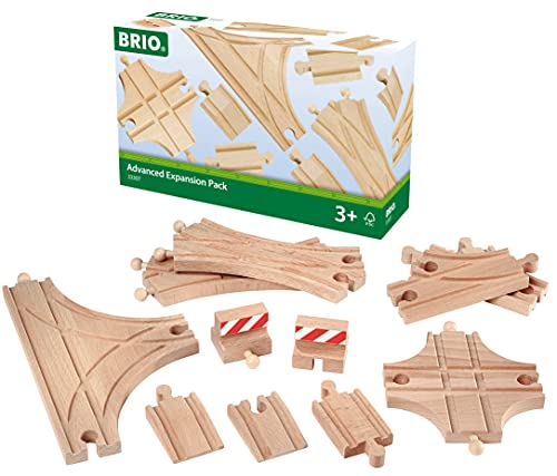 BRIO World 33307 Schienen- und Weichensortiment - 11 Weichen aus Buchenholz für die Holzeisenbahn - Empfohlen für Kinder ab 3 Jahren