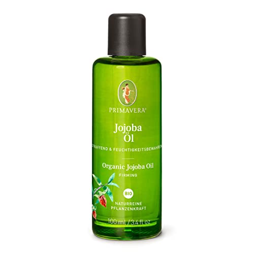 PRIMAVERA Pflegeöl Jojobaöl bio 100 ml – naturreine Pflanzenkraft – Glasflasche – Aromaöl, Körperöl, Naturkosmetik – hautstraffend, festigend, fördert die Elastizität – vegan im Sale