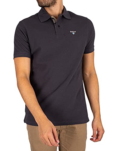 Barbour Men's Tartan Pique Polo Shirt - Navy/Dress - im Sale