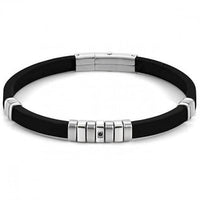 Thumbnail for Nomination Men's Bracelet Black Rubber Steel and Black Zircon City 028805/001 im Sale