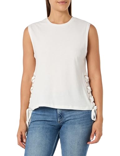 Pinko Damen Taxy Driver Jersey Kompakt mit Schnüren T-Shirt, Z04_weiß Brill, Medium im Sale