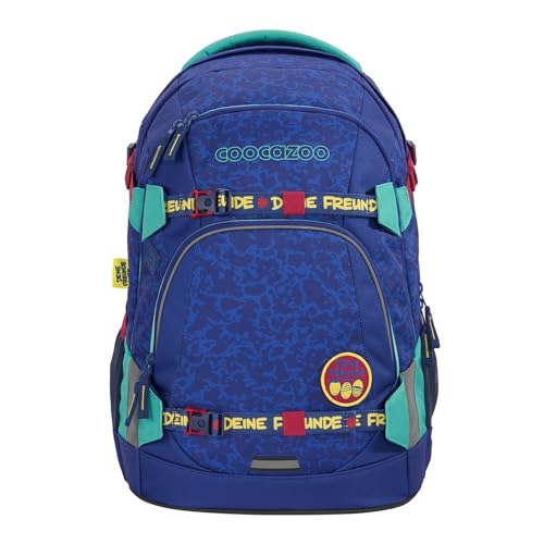 Coocazoo Schulrucksack Mate „Deine Freunde, Brudi“ blau/rot/türkis, ergonomischer Tornister, höhenverstellbar mit Brustgurt und Hüftgurt für Jungen und Mädchen ab der 5. Klasse, 30 Liter im Sale