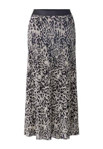 Oui Damen Midirock Meshplisee a-Shape Animalprint Freizeit, Business, Festlich Polyester im Sale