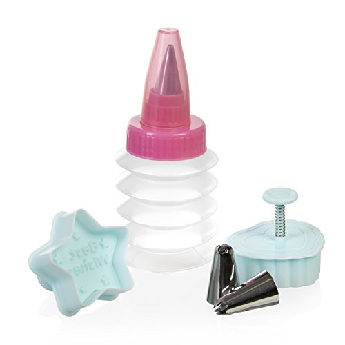 wenco Back- und Garnierset, Mit Keksausstechern, Garnierflasche und Tüllen, 3-teilig, Kunststoff/Edelstahl, Blau/Transparent/Pink/Silber, 519519