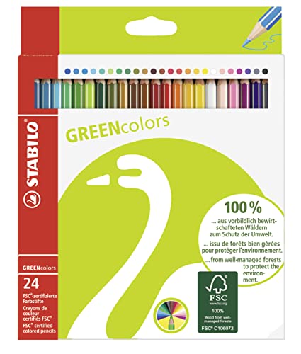 Umweltfreundlicher Buntstift - STABILO GREENcolors - 24er Pack - mit 24 verschiedenen Farben