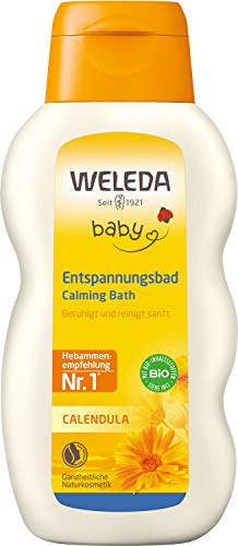 WELEDA Bio Baby Calendula Entspannungsbad - veganer Naturkosmetik Badezusatz mit Bio Thymian pflegt die Haut & fördert einen ruhigen Schlaf. Baby Bad ohne Tenside für Babys & Kinder (1x 200ml)