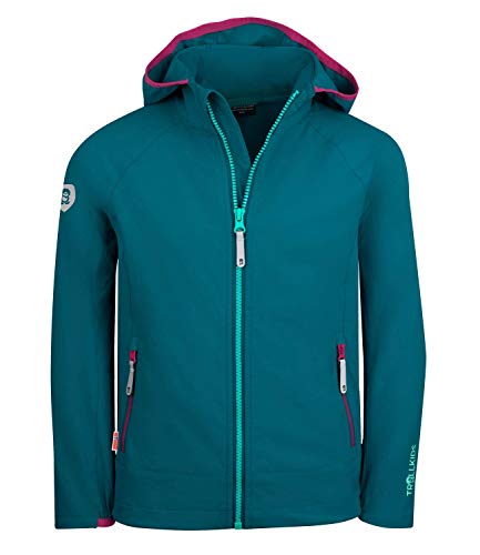 Trollkids Mädchen Softshelljacke Kvalvika, Smaragdgrün/Pink, Größe 152 im Sale