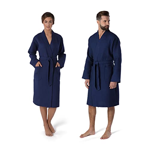 Möve Homewear Kimono Waffelpiquée in Gr. M aus 100 % Baumwolle, deep sea im Sale