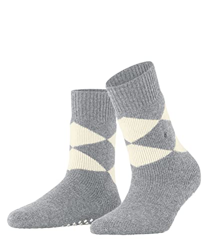 Burlington Damen Cosy Argyle W HP Wolle Rutschhemmende Noppen 1 Paar Hausschuh-Socken, Grau (Grey Melange 3107), 36-41 im Sale