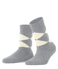 Thumbnail for Burlington Damen Cosy Argyle W HP Wolle Rutschhemmende Noppen 1 Paar Hausschuh-Socken, Grau (Grey Melange 3107), 36-41 im Sale