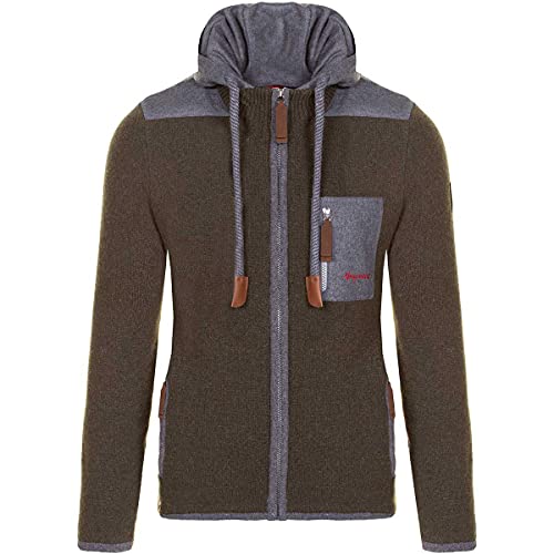 Almgwand M Angereralm Oliv - Lässige wärmende Herren Kapuzenjacke, Größe 46 - Farbe Olive Green - Anthracite