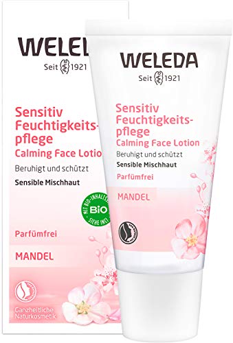 WELEDA Bio Mandel Sensitiv Feuchtigkeitscreme Leicht - unparfümierte Naturkosmetik Feuchtigkeitspflege Gesichtscreme beruhigt sensible, trockene Haut & sorgt für einen gesunden Teint (1x 30 ml) im Sale